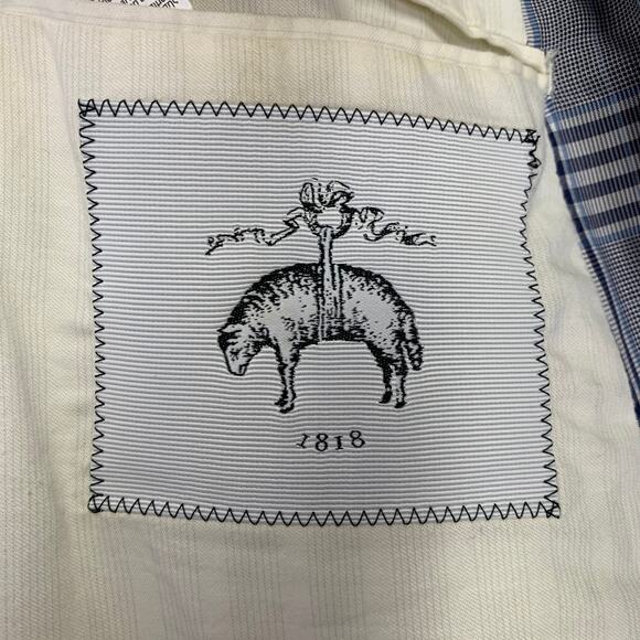 BLACK FLEECE Size 42 Navy White Plaid Cotton Silk Sport Coat - Picture 10 of 13